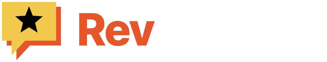 RevReviews logo (reversed, for dark backgrounds)